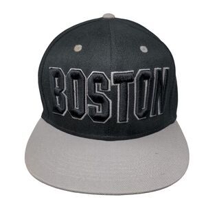 Boston Snapback Hat Black One Size Embroidered Colorblock Vent Holes